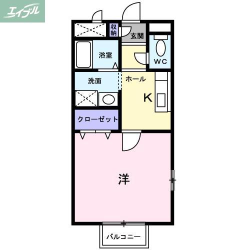 サンライズ富田(1K/1階)の間取り写真