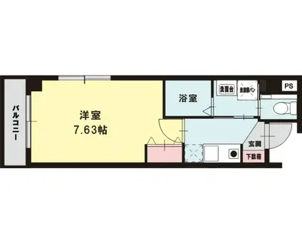メイン新屋敷(1K/4階)の間取り写真