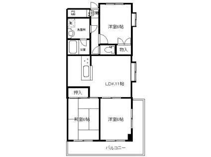 グリーンヒル藤ヶ丘G(3LDK/3階)の間取り写真