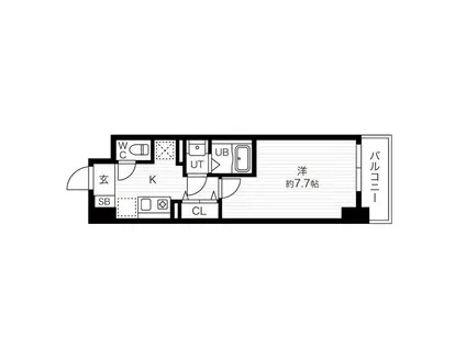 ウエストLAND白鷺(1K/8階)の間取り写真