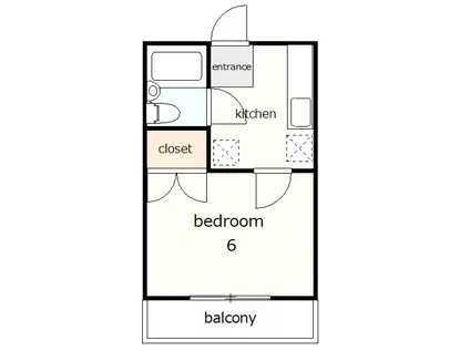 エクセランA(1K/2階)の間取り写真