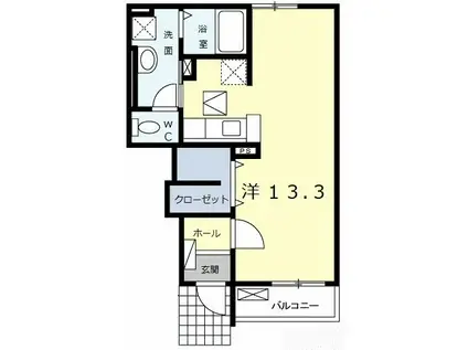 フリューリング(1K/1階)の間取り写真