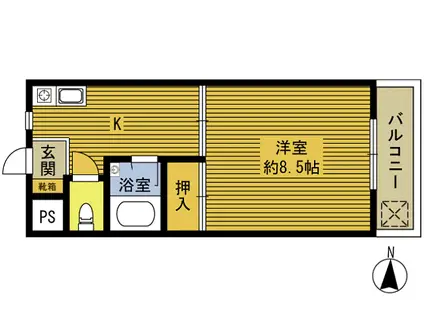 大在コーポ(1K/2階)の間取り写真