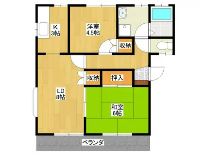 メゾンドゥフルール(2LDK/1階)の間取り写真