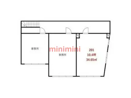 末広ビル(ワンルーム/2階)の間取り写真