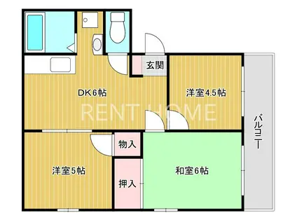 パールシャトー(3DK/2階)の間取り写真