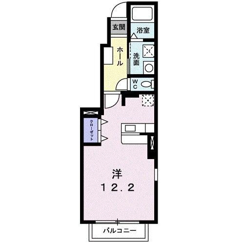 クラール曽比II(ワンルーム/1階)の間取り写真