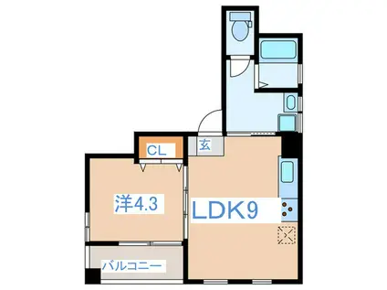 ENSOLEILLE TSUKISHIMA(1LDK/4階)の間取り写真