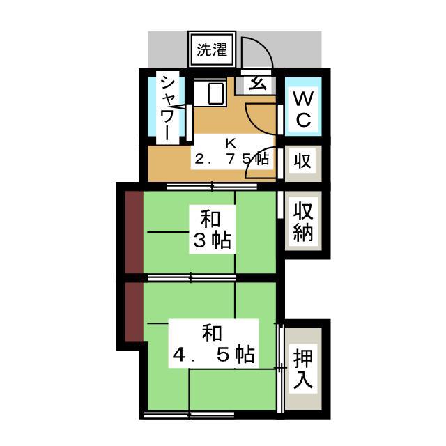 いわき荘(2K/1階)の間取り写真
