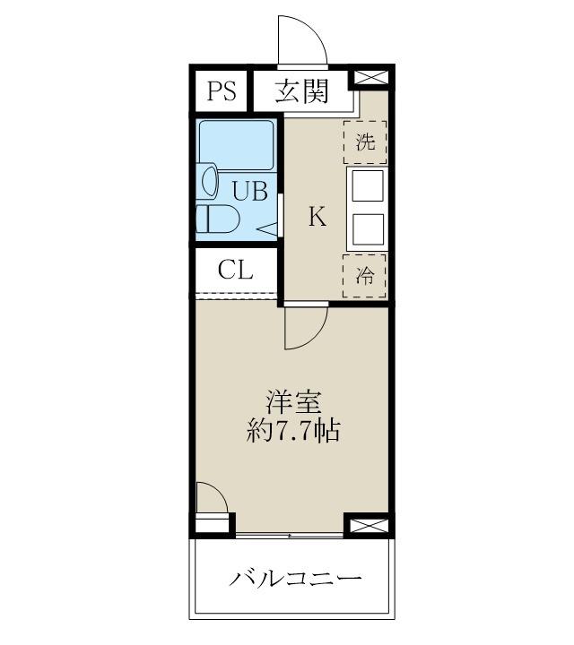 トーカンマンション医学町(1K/5階)の間取り写真