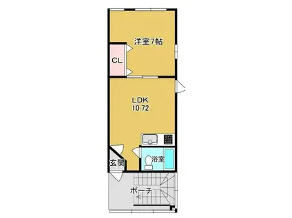 新田ビル(1LDK/3階)の間取り写真