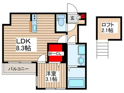 アソシエート桶川(1LDK/3階)の間取り写真