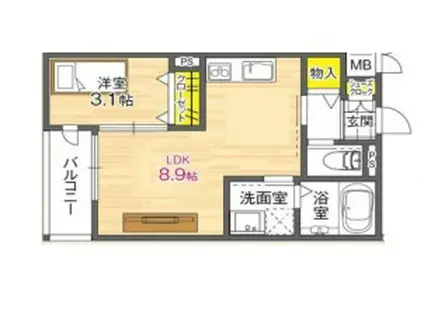 グローハイツ喜連ノース(1LDK/3階)の間取り写真