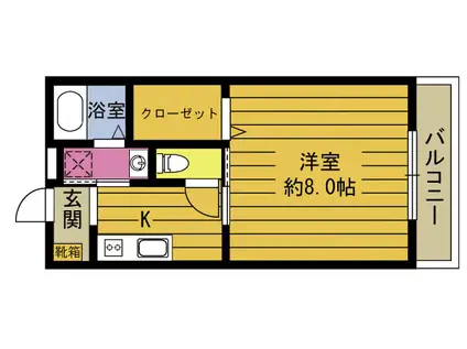 ソレジオASO(1K/2階)の間取り写真