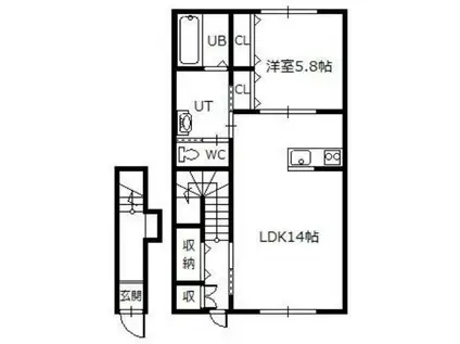 アルテサーノIII(1LDK/2階)の間取り写真