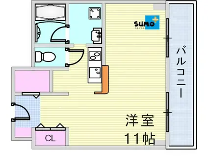 学園西カレッジハイツ(ワンルーム/6階)の間取り写真