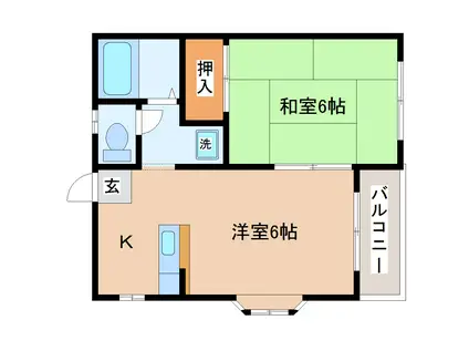 ホワイトキャッスルあけの平(2K/2階)の間取り写真