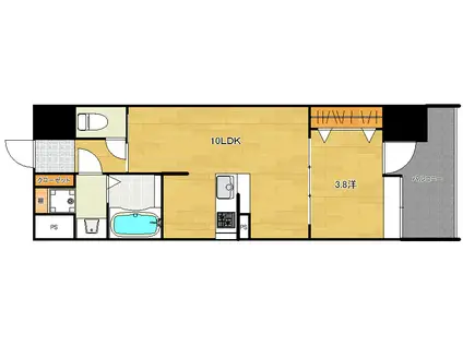 VILLA NOCE(1LDK/8階)の間取り写真