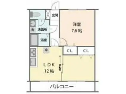 PRESTIGE(1LDK/2階)の間取り写真