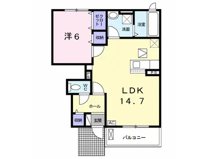 グランパレス カシマ I(1LDK/1階)の間取り写真