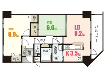サーパスタウン大町(2LDK/1階)の間取り写真