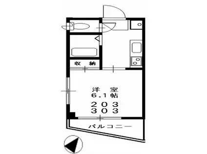 第2保志マンション(1K/3階)の間取り写真