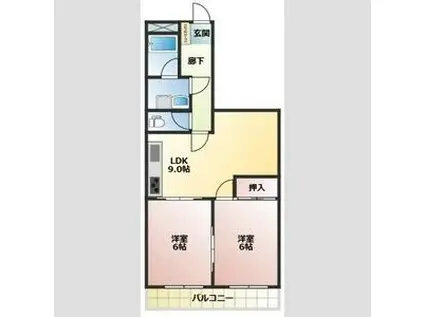 エクセレンス原 A棟(2LDK/3階)の間取り写真