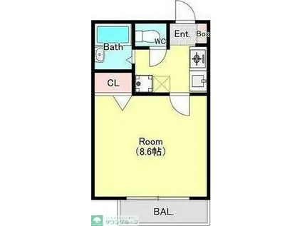 ソレイユ市川(1DK/3階)の間取り写真