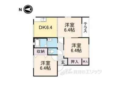 エストヴィルⅡ(3DK/1階)の間取り写真