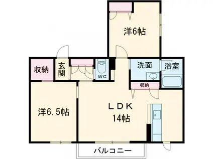 グリーンハイツ河高 B棟101(2LDK/2階)の間取り写真