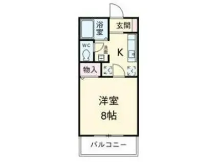 エリュシオンC棟(1K/2階)の間取り写真