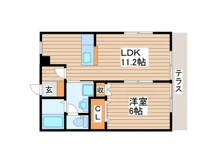 シャルマンハイツ(1LDK/2階)の間取り写真