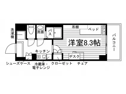 学生会館 エンブルエール浜松城北(1K/1階)の間取り写真