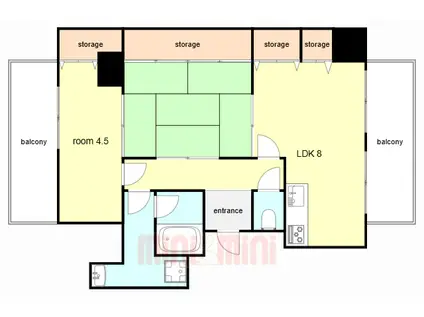 ナガイビルレジデンス芦屋西(2LDK/2階)の間取り写真