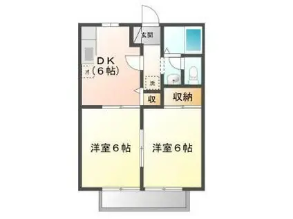 エクセレンスB棟(2DK/1階)の間取り写真