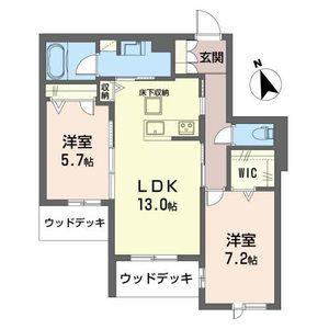 リオリエント三里(2LDK/1階)の間取り写真