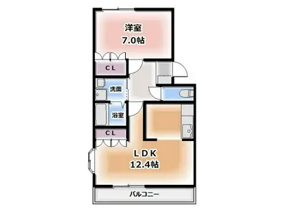 グランブルー(1LDK/3階)の間取り写真