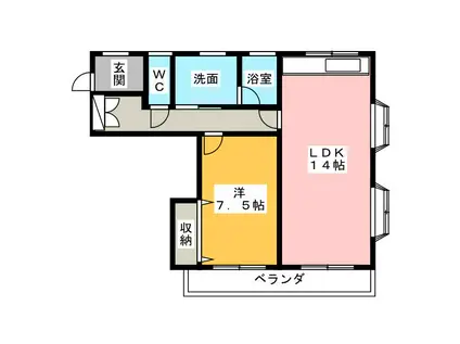 コーポS(1LDK/3階)の間取り写真