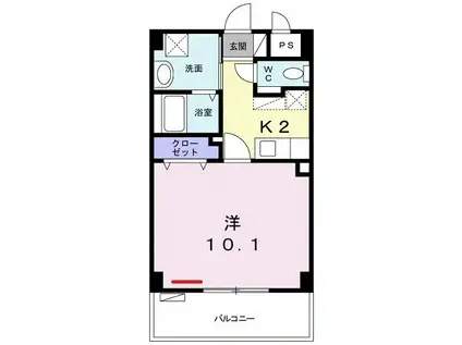 サン レジェンド(1K/4階)の間取り写真