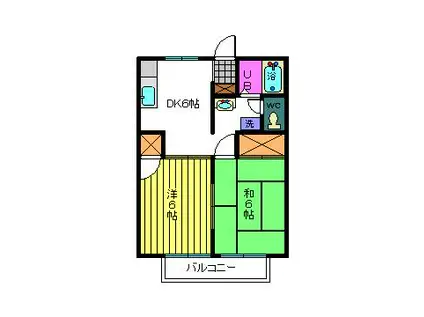 サンルーチェ(2DK/2階)の間取り写真