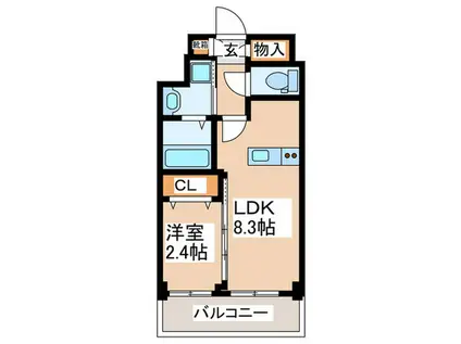 クローバー・グランツ北野田(1LDK/4階)の間取り写真