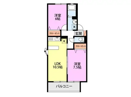 サンバレイ・ニッコー F(2LDK/2階)の間取り写真