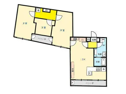 ヴァリーヴィレッジ(3LDK/2階)の間取り写真