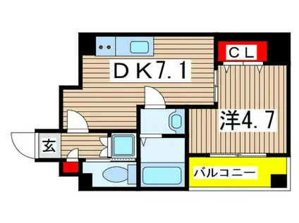 チェリーブロッサム(1DK/5階)の間取り写真