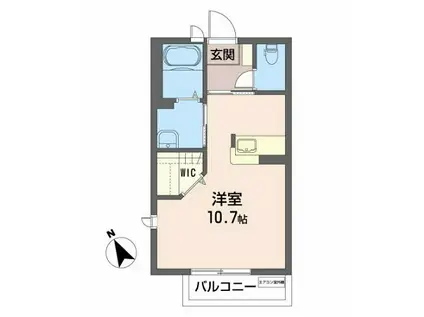 サンディアス(ワンルーム/2階)の間取り写真