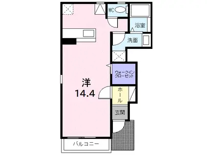 アンソレイエ101(ワンルーム/1階)の間取り写真