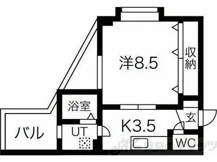 シュロス野口II(1K/4階)の間取り写真