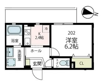 ヴィエント(1K/2階)の間取り写真