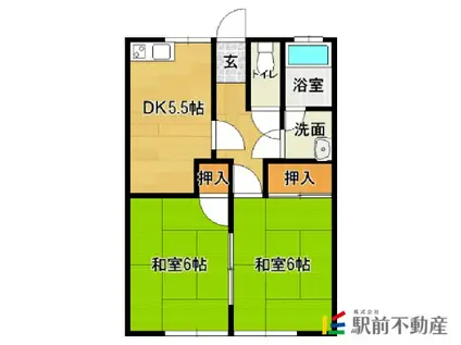 コーポ櫛原(2DK/2階)の間取り写真