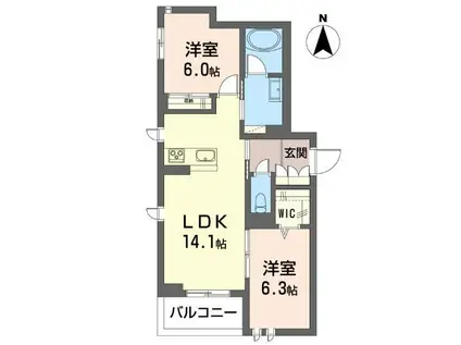 リリエート本太(2LDK/1階)の間取り写真